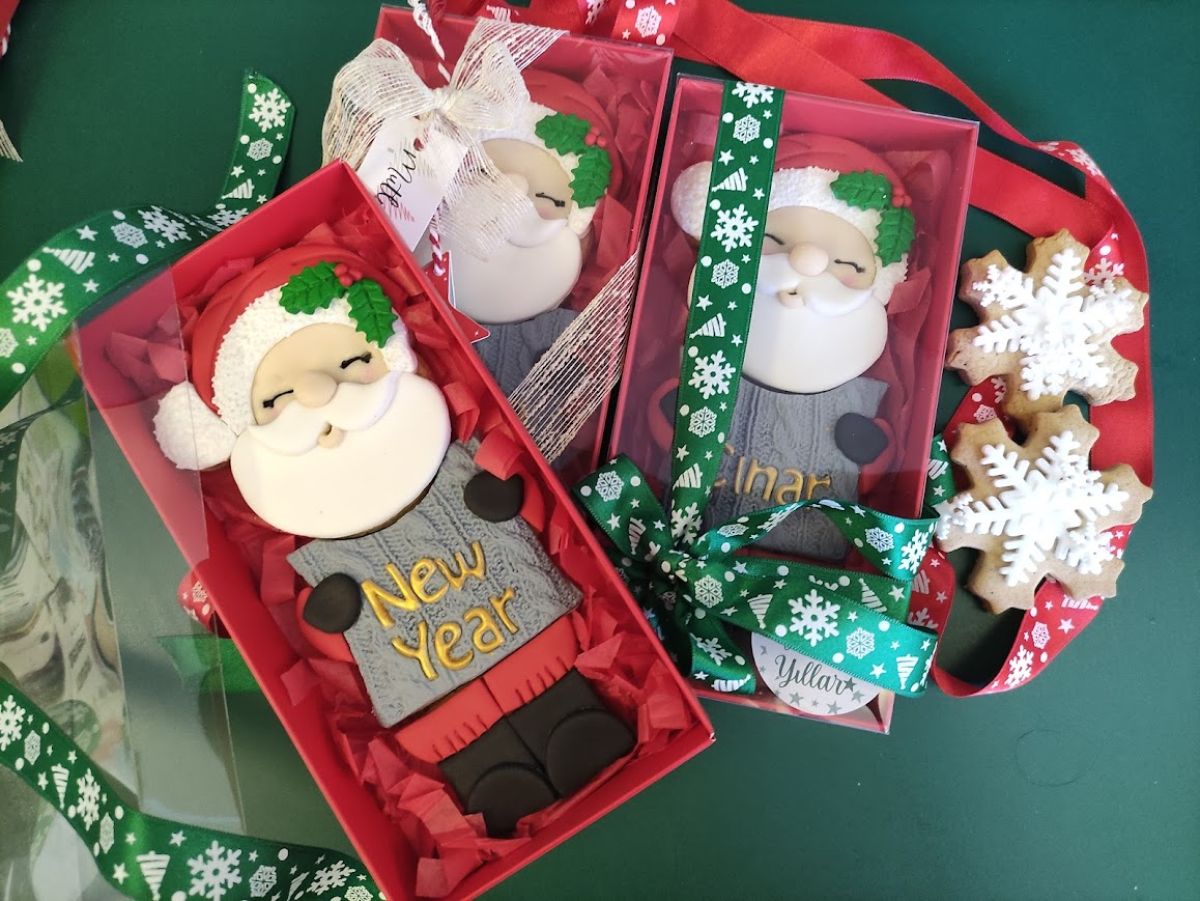 New Year Yazılı Noel Baba Kurabiye